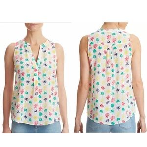 🌴 JOIE Aruna Silk Palm Sleeveless Blouse, Small.